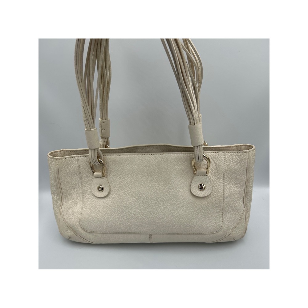 Kate Spade New York Cream Pebbled Leather Tassel Shoulder Bag Gold Hardware - Picture 2 of 10